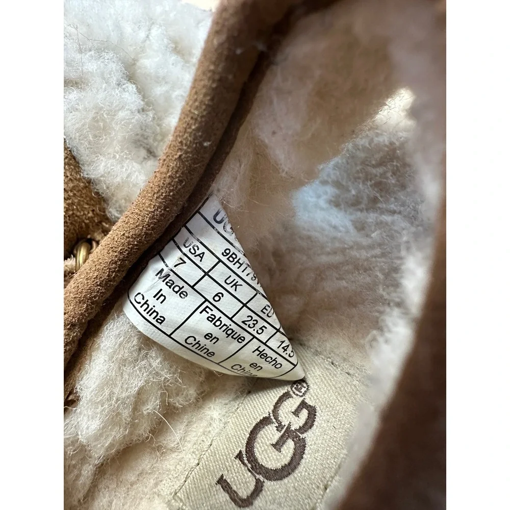 UGG Kids Brown Suede Sheepskin‎ Lined Sandals Toddler Size 7